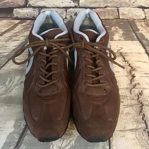 Ecco Receptor Brown Leather Blue Hiking Shoes